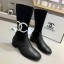 Replica AAA Chanel Calfskin and Knit Fabric CC Flat Fold Short Boots Black/White 2019 Collection CE01758