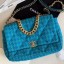 Replica Chanel 19 Tweed Maxi Flap Bag AS1162 Blue 2019 Collection CE02831