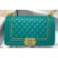 Replica Chanel Boy Flap Medium Bag with Chain Trim Turquoise Green Cruise 2020 CE00954