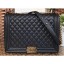 Replica Chanel Caviar Leather Boy Flap Large Bag Black/Gold CE03349