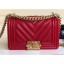 Replica Chanel Caviar Leather Chevron Boy Flap Small Bag Red/Gold CE03887