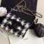 Replica Chanel CC Houndstooth Tweed Wallet on Chain WOC and Coin Purse White/Black 2019 Collection CE03860