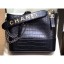 Replica Chanel Crocodile Embossed Calfskin Gabrielle Medium Hobo Bag AS0866 Black 2019 CE01473