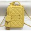 Replica Chanel Grained Calfskin CC Filigree Vanity Case Bag AS0988 Yellow 2019 CE01703