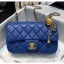 Replica Chanel Lambskin & Gold-Tone Metal Flap Bag AS1787 Blue 2020 Collection CE01755
