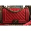 Replica Chanel Lambskin Boy Flap Medium Bag Red/Gold CE01509