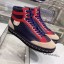 Replica Chanel Lambskin Chain Leather High-top Sneakers G35600 Navy Blue 2019 Collection CE01517