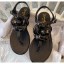 Replica Chanel Lambskin Classic Camellia Thong Sandals Black 2020 Collection CE02407