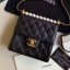 Replica Chanel Quilted Iridescent Lambskin Pearls Flap Bag AS0584 Black 2019 Collection CE03753