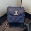 Replica Chanel Quilted Leather Box Clutch with Chain Navy Blue 2019 Collection CE03949