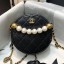 Replica Chanel Quilted Leather Pearl Round Clutch with Chain Black 2019 Collection CE03922