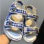 Replica Chanel Tweed CC Logo Magic Loop Sandals G34726 Blue 2019 CE02679