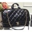 Replica Chanel Waxy Calfskin Flap Bowling Luggage Bag Black 2019 CE01908