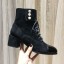 Replica Cheap Chanel Suede Pearls Lace-up Short Boots Black 2019 Collection CE02500