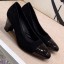 Replica Fashion Chanel Suede and Patent Leather Mid-Heel Pumps Black 2019 Collection CE00934