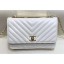 Replica Luxury Chanel Lambskin Chevron Trendy CC Wallet On Chain WOC Bag A84456 White 2018 CE01931