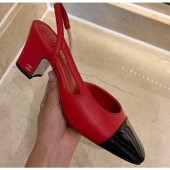 AAA Chanel Heel 6.5cm Slingbacks G31318 Red/Patent Black 2020 CE00572