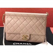 AAA Chanel Lambskin with Imitation Pearls Small Flap Bag AS0582 Apricot 2019 CE03409