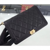 AAA Replica Chanel Caviar Leather Boy Wallet On Chain WOC Bag A80387 Black/Gold CE03269