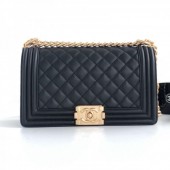 AAA Replica Chanel Quilted Calfskin Medium Boy Flap Bag A67086 Black 2019 Collection CE02562