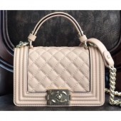 Best Chanel Boy Small Flap Bag with Top Handle Beige 2019 CE01511