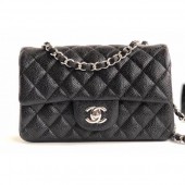 Best Chanel Caviar Leather Small Classic Flap Bag A1116 Black/Silver CE00735