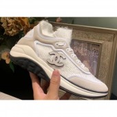 Best Chanel Fabric Suede Calfskin and TPU Sneakers G35202 White 2019 CE03714
