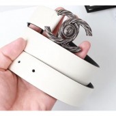 Best Quality Chanel Width 3cm Braided CC Logo Buckle Leather Belt White CE03726