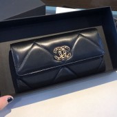 Chanel 19 Goatskin Long Flap Wallet AP0955 Black 2019 Collection CE03863