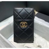 Chanel 19 Phone and Card Holder in Lambskin AP1182 Black 2020 Collection CE01889