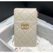 Chanel 19 Phone and Card Holder in Lambskin AP1182 Off-White 2020 Collection CE02046
