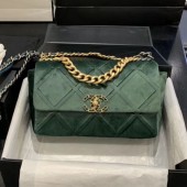 Chanel 19 Quilted Velvet Small Flap Bag AS1160 Green 2019 Collection CE01358