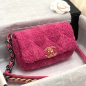 Chanel 19 Wool Tweed Flap Waist Bag/Belt Bag AS1163 Pink 2019 Collection CE00827