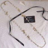 Chanel 5 Heart and Star Long Necklace AB2367 Gold/Pearly White/Crystal 2019 Collection CE03629
