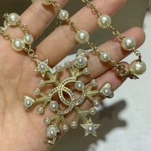 Chanel 5 Heart and Star Snowflake Pendant Necklace AB2336 2019 Collection CE00856