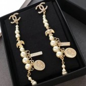 Chanel Bird Pearl Long Earrings White/Gold 2019 Collection CE03031