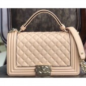 Chanel Boy Medium Flap Bag with Top Handle Beige 2019 CE02443