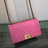 Chanel Calfskin Leather Medium Le Boy Flap Bag 25cm Rosy/Gold Collection CE03918