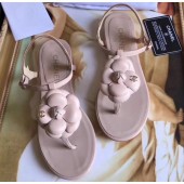 Chanel Camellia Thong Sandals Nude 2019 CE03253