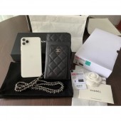 chanel caviar leather classic clutch with chain black with silver hardware 2020 CE01948