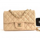Chanel Caviar Leather Small Classic Flap Bag A1116 Beige/Gold CE01062