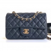 Chanel Caviar Leather Small Classic Flap Bag A1116 Navy Blue/Gold CE04366