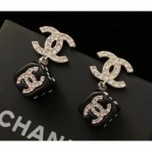 Chanel CC Short Earrings with Dice Pendant Crystal/Black 2018 CE02379