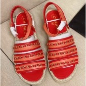 Chanel Chain Lambskin Espadrilles Sandals Red 2020 CE01124