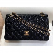 Chanel Classic Flap Medium Bag Black in Patent Leather with Gold Hardware CE03500