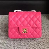 Chanel Classic Flap Mini Bag A1115 in Lambskin Leather Hot Pink with Golden Hardware CE03987