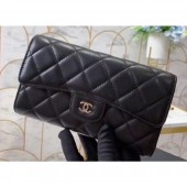 Chanel Classic Long Flap Wallet A31506 Lambskin Black CE00761