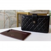Chanel Classic Pouch Clutch Bag With Card Holder A81902 Lambskin Black/Silver CE04164
