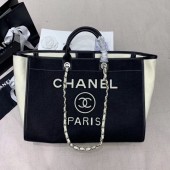 Chanel Deauville Wool Felt Medium Shopping Bag A93786 Black 2019 Collection CE01578