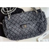 Chanel Denim Large Classic Flap Bag Gray 2020 CE03905
